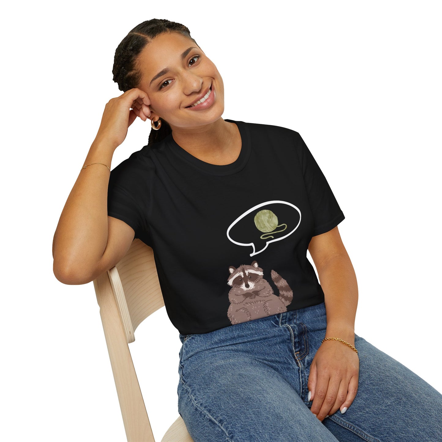 Raccoon Thinking About Yarn T-Shirt
