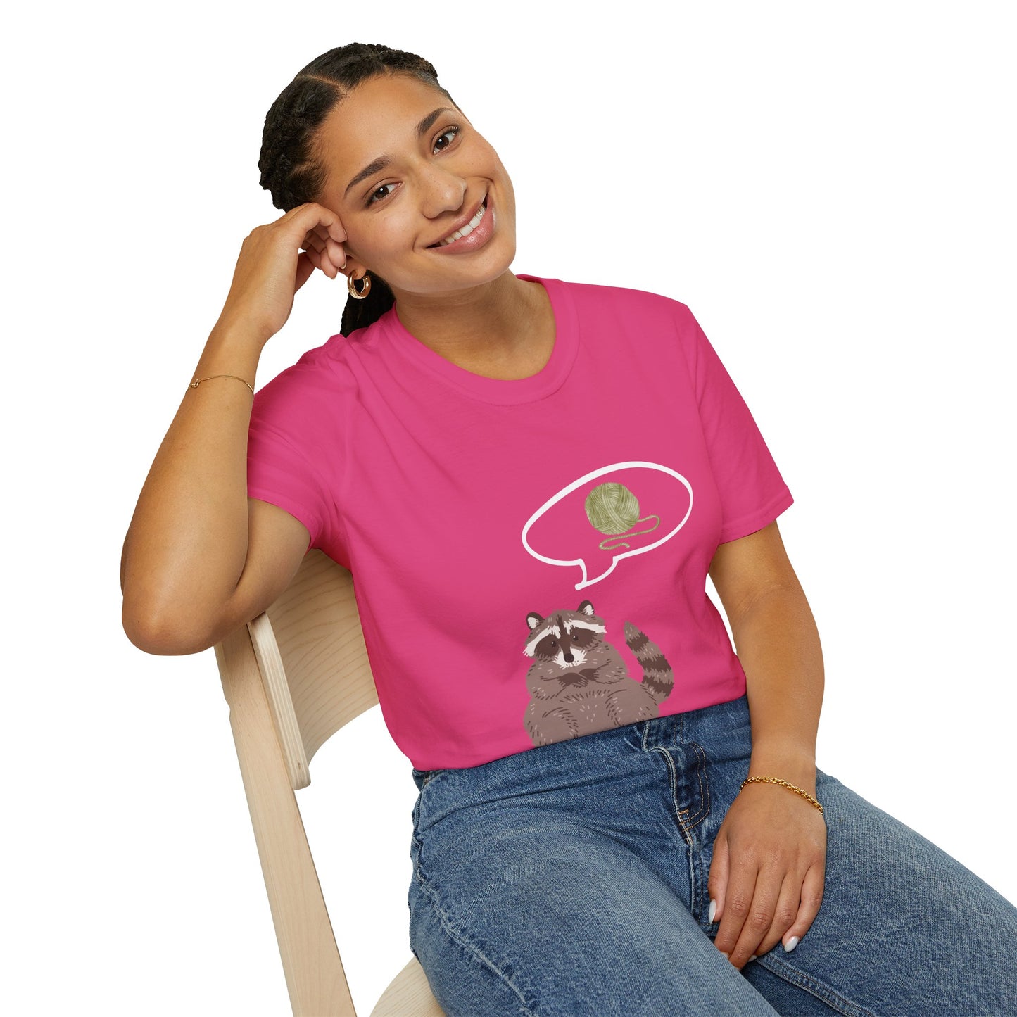 Raccoon Thinking About Yarn T-Shirt