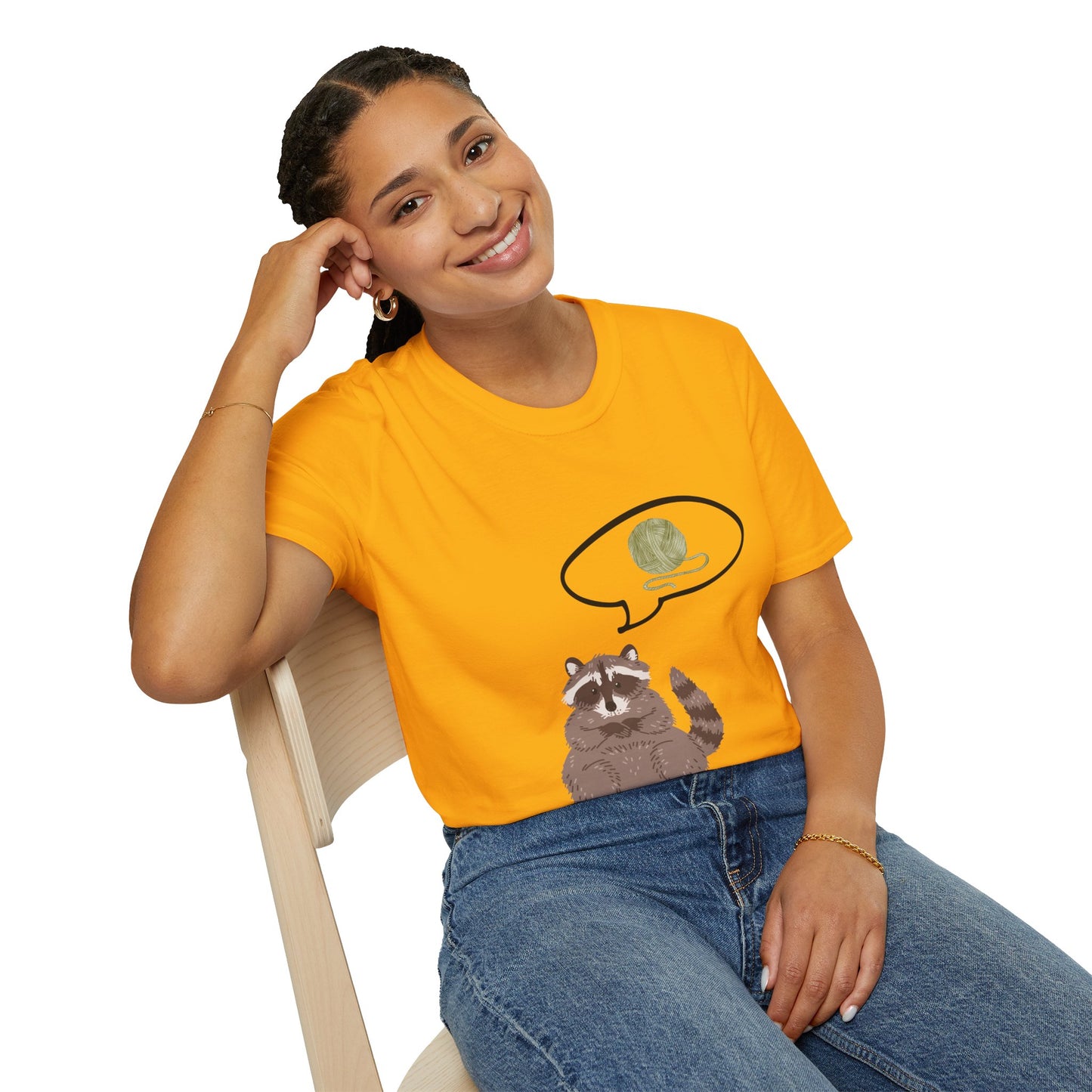Raccoon Thinking About Yarn T-Shirt