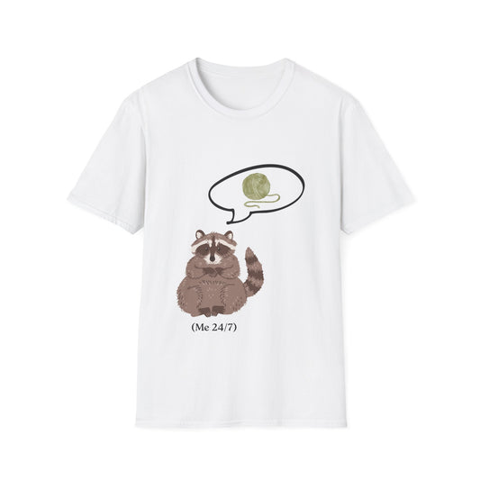 Raccoon Thinking About Yarn T-Shirt
