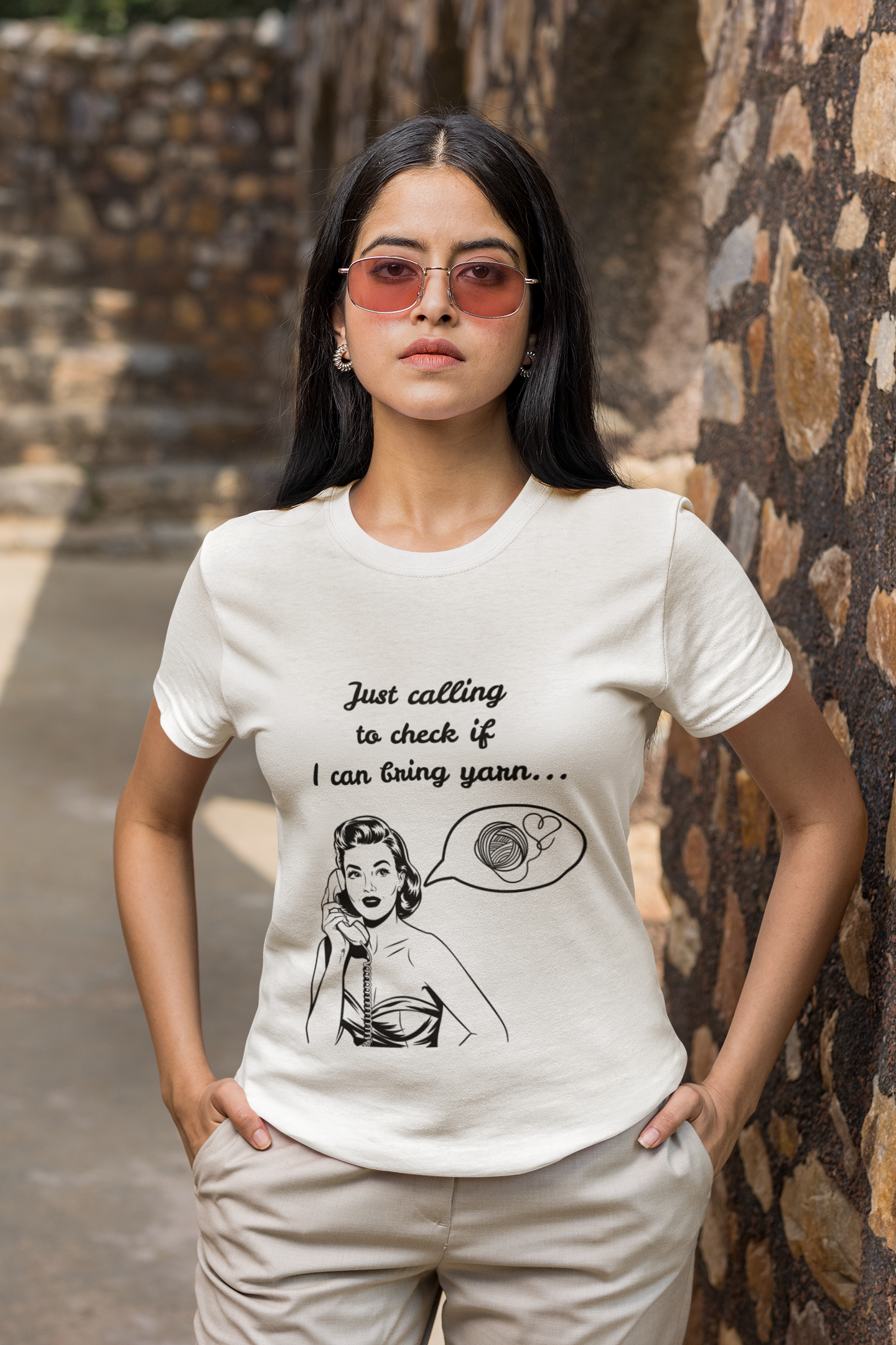 Calling to Check If I Can Bring Yarn T-Shirt