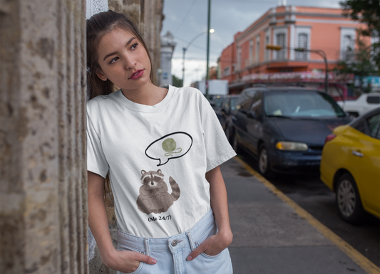 Raccoon Thinking About Yarn T-Shirt