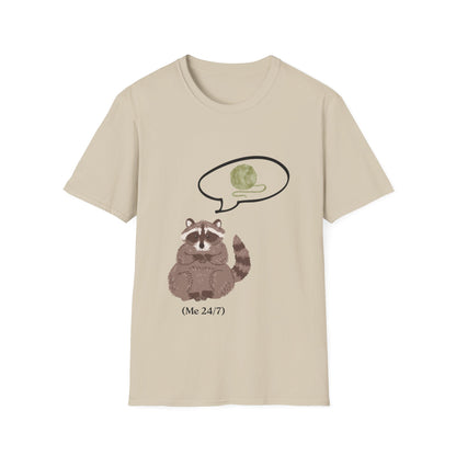 Raccoon Thinking About Yarn T-Shirt