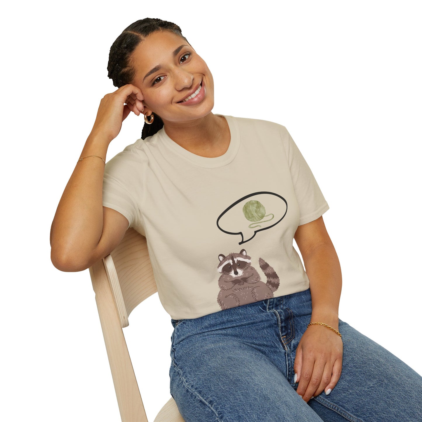 Raccoon Thinking About Yarn T-Shirt