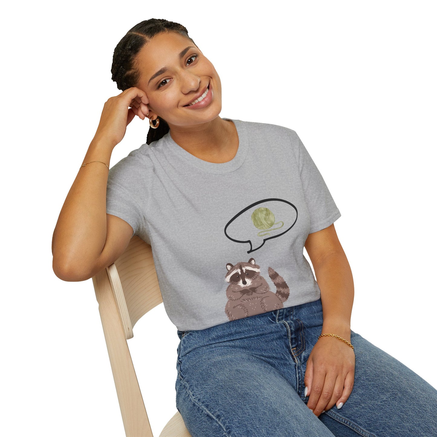 Raccoon Thinking About Yarn T-Shirt
