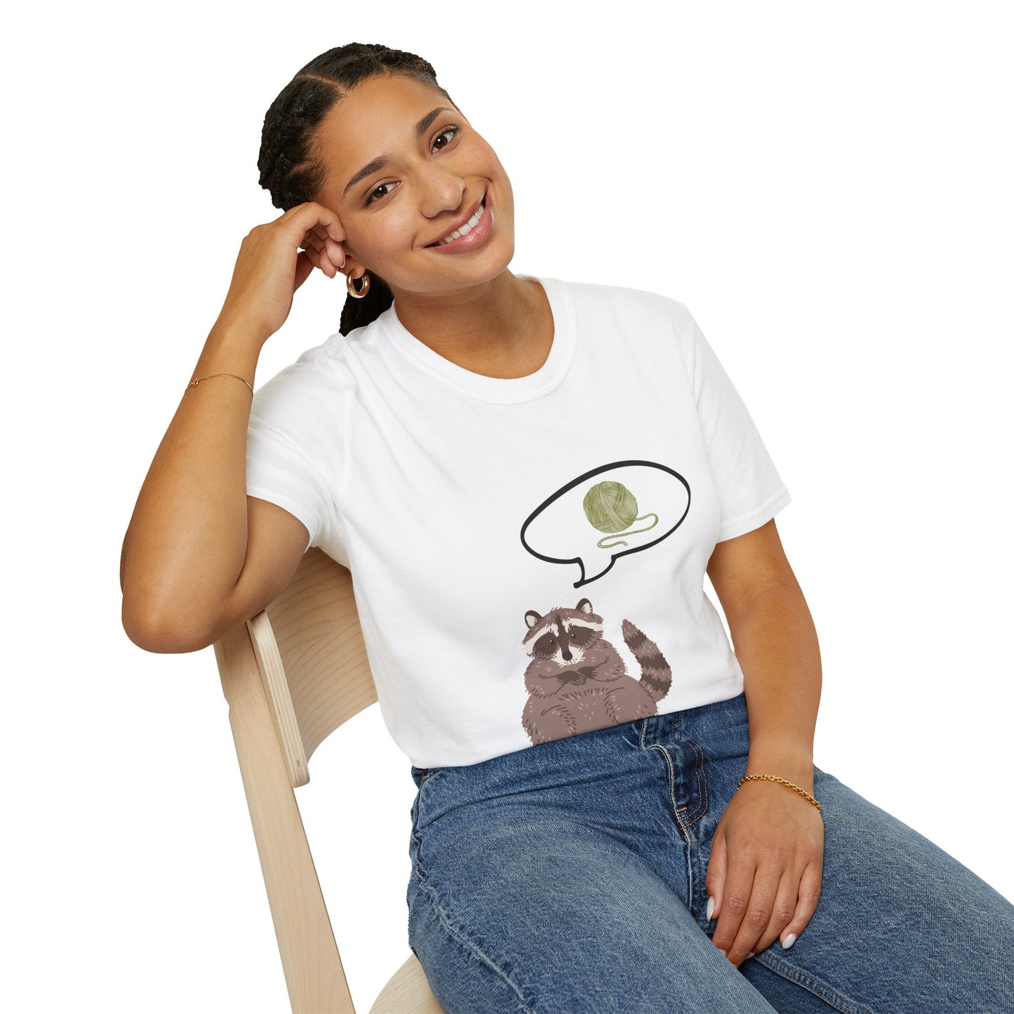 Raccoon Thinking About Yarn T-Shirt