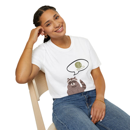 Raccoon Thinking About Yarn T-Shirt