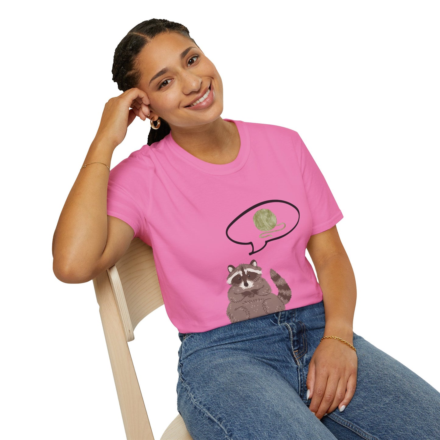 Raccoon Thinking About Yarn T-Shirt
