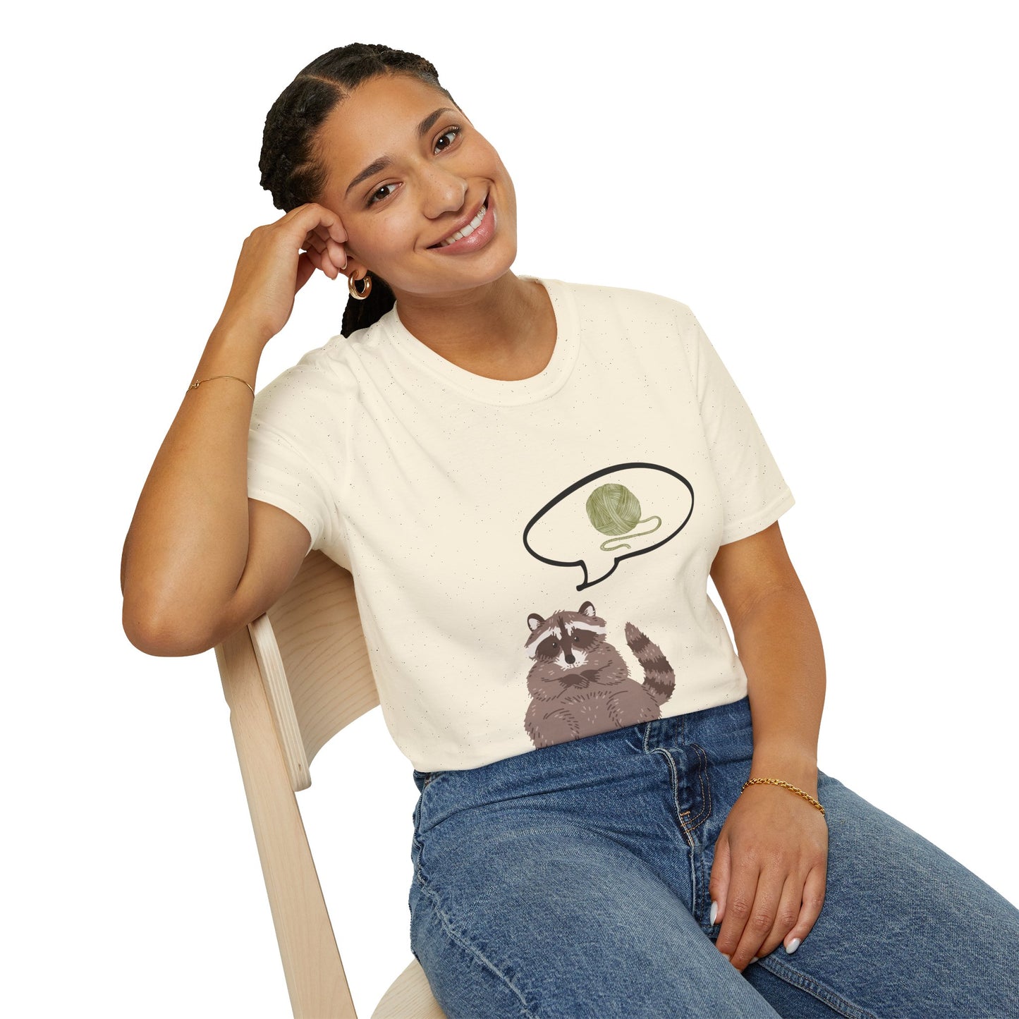 Raccoon Thinking About Yarn T-Shirt
