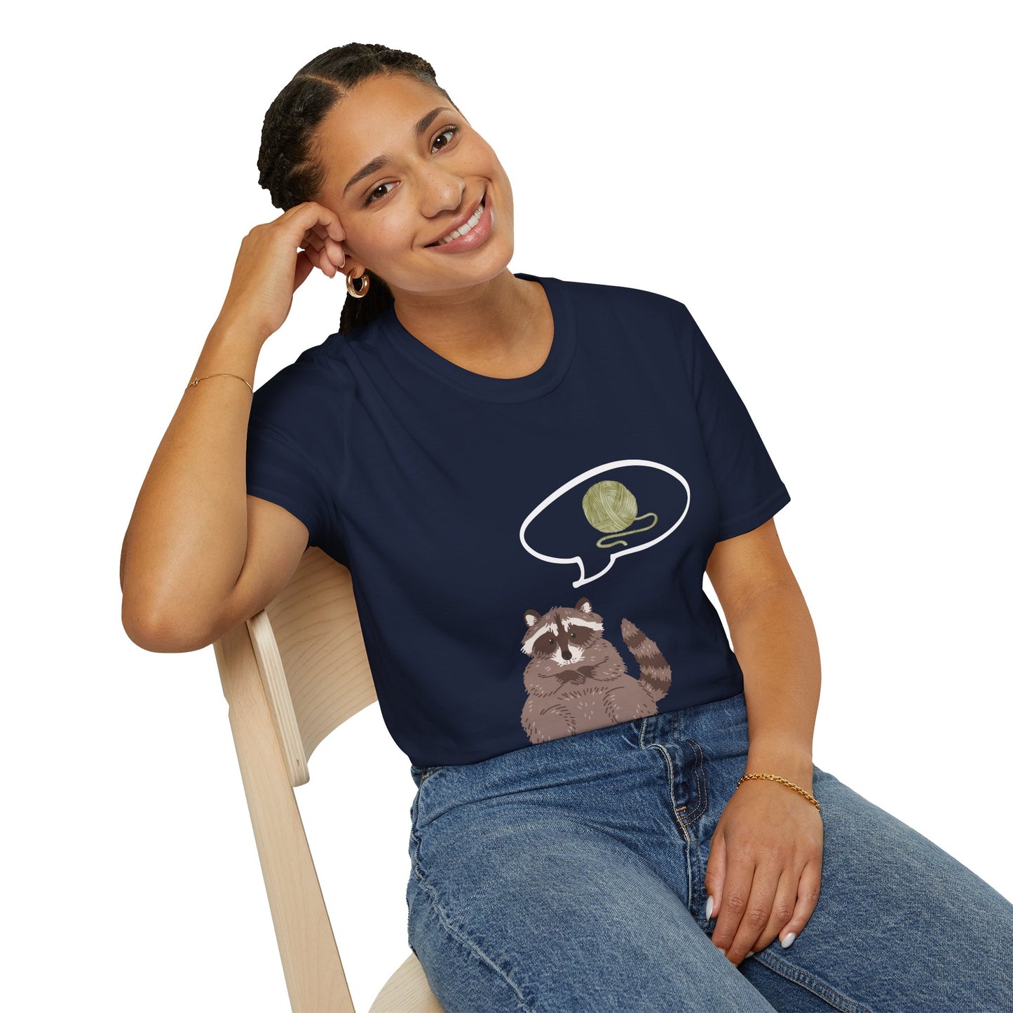 Raccoon Thinking About Yarn T-Shirt